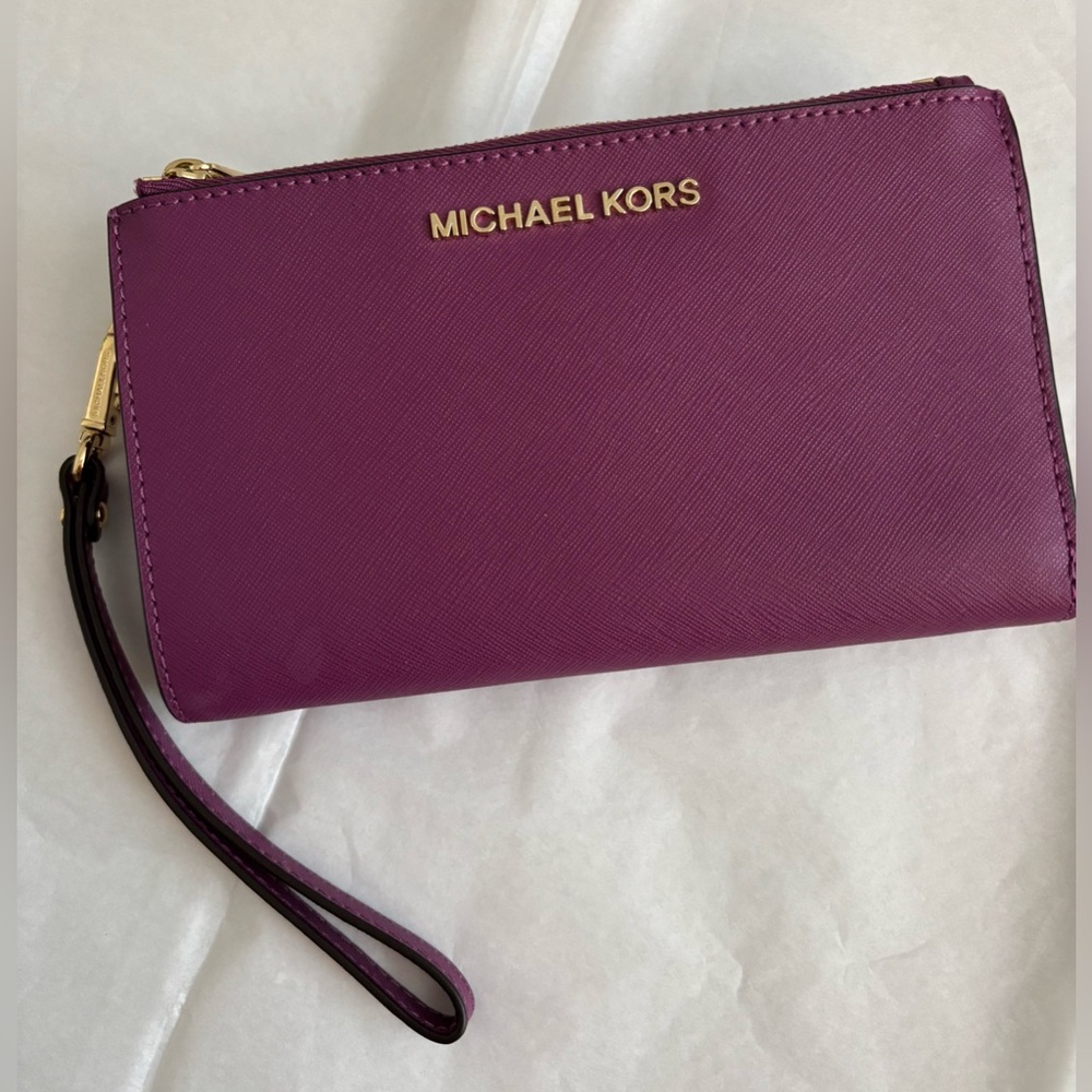 Michael Kors Jet Set Travel Lg Double Zip Wristlet Wallet